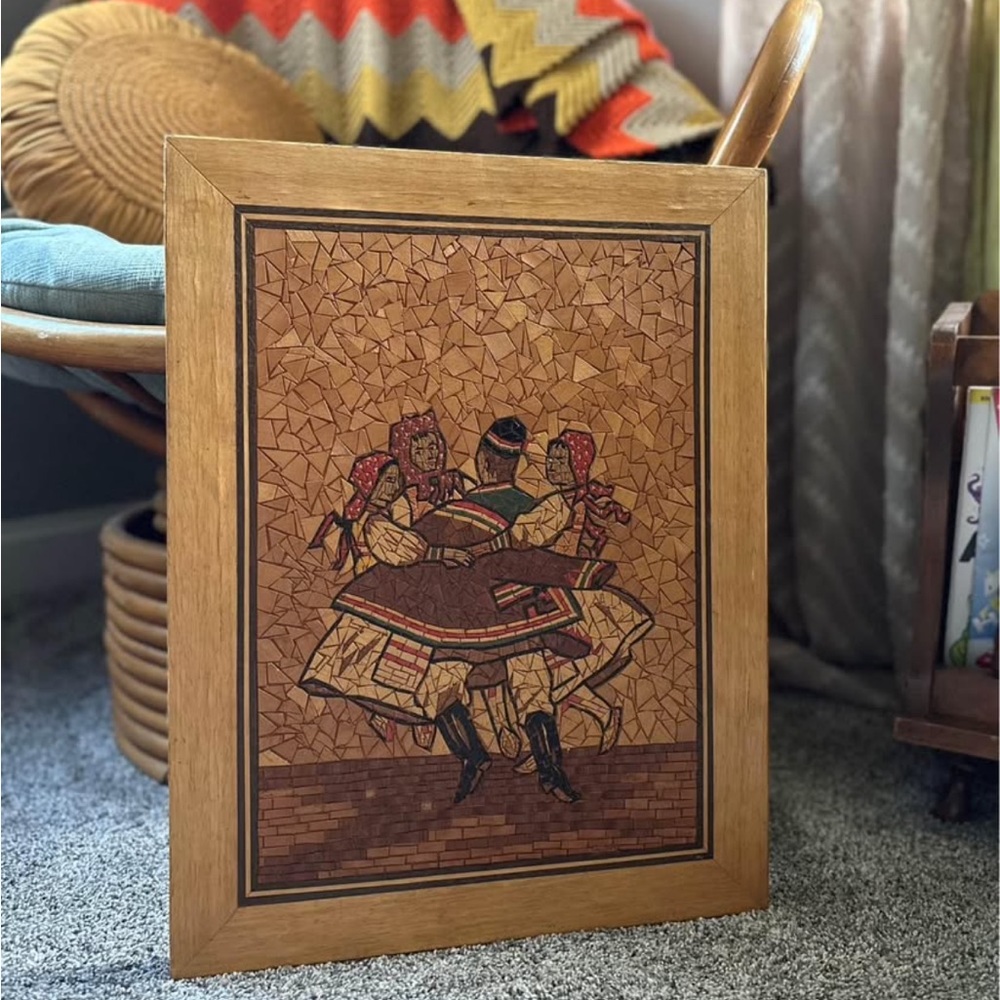 SALE 🌻 Eastern European Vintage Folk Dance Mosaic Art